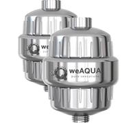 weAQUA Lot de 2 filtres de douche résistants pour eau dure, chlore, métaux | Réduit la peau sèche, les démangeaisons et les cheveux frisés