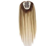 Wear and Go Glueless 14 Pouces Femmes Vrais Cheveux Humains Toppers, 3.6 "x 4" Sans Couture Topper, Pince De Couverture Dans Les Extensions for Un Usage Quotidien(T4-6-613)