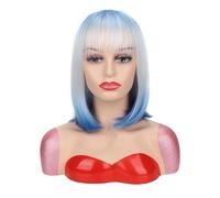 Wear and Go Glueless 14inch Bob Wig with Bangs for Women,Synthetic Hair Straight Cosplay for Daily Party Use(862#)