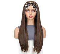 Wear and Go Glueless 26 Inch Synthetic Long Straight Headband Wigs for Black Women Hair Band Wig for Daily Party Use(BW-27-33)