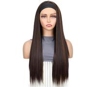 Wear and Go Glueless 26 Inch Synthetic Long Straight Headband Wigs for Black Women Hair Band Wig for Daily Party Use(6-30)