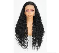 Wear and Go Glueless 30 Inch Long Curly Wig,13x4 HD Lace Front Synthetic Glueless Wigs for Black Women(Black)