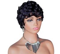 Wear and Go Glueless 6 inch Short Curly Pixie Wigs Human Hair for Black Women,150 Density Wear and Go Glueless Wig for Daily Use(Natural Color)
