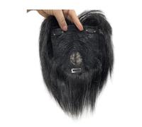 Wear and Go Glueless Complément capillaire 14x14cm en cheveux humains naturels, frange à clips for cheveux clairsemés, postiche réaliste avec ligne de cuir chevelu.(Natural Black,18cm)