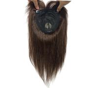 Wear and Go Glueless Complément capillaire 14x14cm en cheveux humains naturels, frange à clips for cheveux clairsemés, postiche réaliste avec ligne de cuir chevelu.(Dark Brown,25cm)