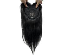 Wear and Go Glueless Complément capillaire 14x14cm en cheveux humains naturels, frange à clips for cheveux clairsemés, postiche réaliste avec ligne de cuir chevelu.(Natural Black,45cm)