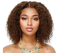 Wear and Go Glueless Perruque Bob bou courte, cheveux humains, sans colle, coupe pré-épilée, cheveux blanchis avec fermeture en dentelle 4x4(20 inch)