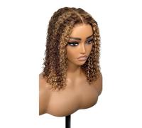 Wear and Go Glueless Perruque Bob Sans Colle Avec Fermeture En Dentelle HD 5x5, Cheveux Humains, P4/27 Ombré Blond Miel, Bou Porter Et Emporter Les Femmes Noires(16 inch)