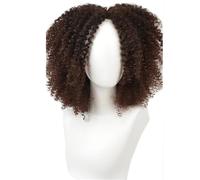 Wear and Go Glueless Perruque Courte Afro Frisée Brune Ombrée De 35,5 Cm (14 Pouces) Avec Frange, Synthétique Souple Et Volumineuse, Idéale Au Quotidien For Les Fêtes(Brown)