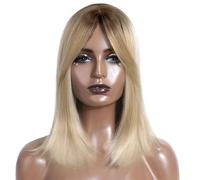 Wear and Go Glueless Perruque Courte Bob for Femmes De 16 Pouces Avec Frange Rideau, Perruques Synthétiques Droites En Couches For Usage Quotidien Fête Cosplay Noël(NATHL8-T12Q-22D-22D)