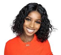 Wear and Go Glueless Perruque courte bou et douce for femme noire avec frange, boucles afro souples, perruque synthétique résistante à la chaleur for un usage quotidien