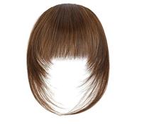 Wear and Go Glueless Perruque courte noire lisse de 30 cm avec frange, coupe au carré for femme, longueur épaules, fibres synthétiques résistantes à la chaleur, aspect naturel.(Light Brown)