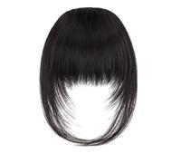 Wear and Go Glueless Perruque courte noire lisse de 30 cm avec frange, coupe au carré for femme, longueur épaules, fibres synthétiques résistantes à la chaleur, aspect naturel.(Black Brown)