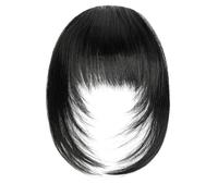 Wear and Go Glueless Perruque courte noire lisse de 30 cm avec frange, coupe au carré for femme, longueur épaules, fibres synthétiques résistantes à la chaleur, aspect naturel.(Natural Black)