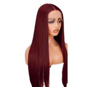 Wear and Go Glueless Perruque de cheveux humains bordeaux, lacets transparents HD, cheveux rouges lisses, perruques frontales en dentelle brun rougeâtre pré-épilées, densité 200(13x6,36 inch)