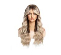 Wear and Go Glueless Perruque Femme De 61 Cm Avec Frange, Longue, Ondulée Et Bouclée En Fibres Synthétiques, Idéale Au Quotidien Le Cosplay Les Fêtes D'Halloween(Ash Blonde)