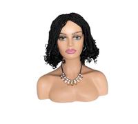 Wear and Go Glueless Perruque tressée courte noire for femme, perruque tressée frontale en dentelle sans colle de 30 cm avec cheveux