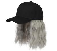 Wear and Go Glueless Perruques à bonnet de 20 cm for femmes noires, perruque synthétique bouclée afro au carré avec bonnet à langue de canard(Grey)