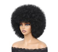 Wear and Go Glueless Perruques Afro de 14 pouces for femmes noires, perruques synthétiques crépues bou s et rebondissantes des années 70 for le Cosplay quotidien et les fêtes