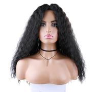 Wear and Go Glueless Perruques bouclées de 45 cm for femmes noires, perruque afro longue et naturelle avec frange, remplacement de cheveux synthétiques bouclés crépus for cosplay et usage quotidien