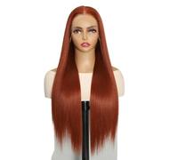 Wear and Go Glueless Perruques droites longues de 28 pouces for femmes, perruque synthétique d'aspect naturel avec partie centrale for un usage quotidien(COPPER)