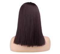 Wear and Go Glueless Perruques synthétiques courtes et lisses sans colle for femmes, 16 pouces, avec raie en T HD, perruque avec fermeture pré-épilée, for fête et usage quotidien(#99J)