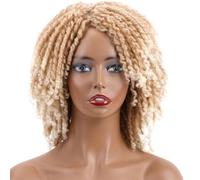 Wear and Go Glueless Perruques torsadées Dreadlock courtes de 6 pouces for femmes noires, densité 150, cheveux synthétiques bouclés for perruque de fête d'Halloween(T27 613)