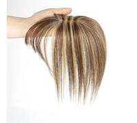 Wear and Go Glueless Postiches capillaires 5x9cm avec base, perruque, compléments capillaires en cheveux humains naturels for femmes avec frange for cheveux clairsemés(P4-27,12inch)