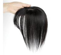 Wear and Go Glueless Postiches capillaires 5x9cm avec base, perruque, compléments capillaires en cheveux humains naturels for femmes avec frange for cheveux clairsemés(Black,12inch)