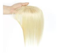 Wear and Go Glueless Postiches capillaires 5x9cm avec base, perruque, compléments capillaires en cheveux humains naturels for femmes avec frange for cheveux clairsemés(Blonde,12inch)