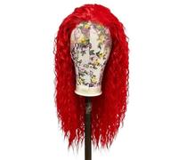 Wear and Go Glueless Red Loose Curly Lace Front Wigs,Pre Plucked Glueless Long Water Wave Synthetic Wig for Fashion Women(22 inch)