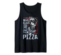 Wear Black Eat Pizza Emo Japanese Sad Anime Boy Emo Débardeur