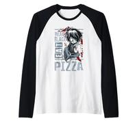 Wear Black Eat Pizza Emo Japanese Sad Anime Boy Emo Manche Raglan