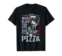 Wear Black Eat Pizza Emo Japanese Sad Anime Boy Emo T-Shirt