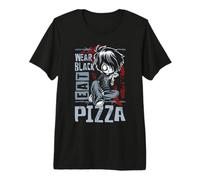 Wear Black Eat Pizza Emo Japanese Sad Anime Boy Emo T-Shirt Haut de Gamme