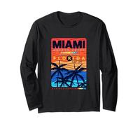 Wear Miami Florida T Shirts, Abstract Miami Sunrise Graphic Manche Longue