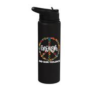 Wear Orange Peace sign Enough End Gun Violence Stainless Steel Insulated Water Bottle