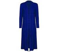WEAR THE FASHION Cardigan long à manches longues pour femme ouvert sur le devant, bleu marine, 52-54