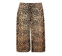 WEAR THE FASHION Jupe-culotte courte extensible à taille élastique pour femme, longueur 3/4, jambe large, grande taille, Motif léopard Marron, 52-54