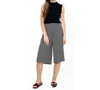 WEAR THE FASHION Jupe-culotte courte extensible à taille élastique pour femme, longueur 3/4, jambe large, grande taille, charbon, 52-54