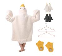 Wearable Goose Blanket Hoodie for Adults and Kids, Funny Duck Onesie Pajamas, Oversized Warm Cozy Sleepwear, Perfect Novelty Gift for Christmas and Parties (M, Beige)