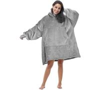 Wearable Robe Couvertures Polaire en Peluche à Manches Hiver Huggle Hoodie Plaid Chaud Grande Sweat à Capuche Robe de Chambre Gris