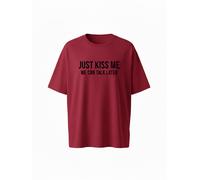 WEARABLE STORIES T-shirt 'Kiss me' rouge foncé, Taille S-M