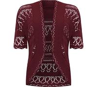 WearAll - Boléro Cardigan Ouvert Tricoté Crochet à Manches Courtes - Hauts - Femme - Vin - 46-48