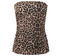 WearAll - Femmes Animal Print Long Boob Tube Haut sans Manches Bandeau - Hauts - Léopard Brun - 44-46