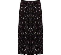 WearAll Femmes Plus Floral Imprimer Jupe Élastiquée Étendue Taille Midi Longueueur - Noir - 52-54