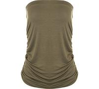 WearAll - Grande Taille Bandeau Top ruché sans Manches - Kaki - 48-50