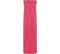WearAll Grande taille Femmes Imprimé Bandeau Bustier Froncé Robe Longue Maxi - 44-50, Cerise, 40-42