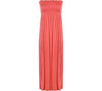 WearAll Grande taille Femmes Imprimé Bandeau Bustier Froncé Robe Longue Maxi - 44-50, Corail., 36-38
