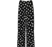 WearAll - Grande Taille Floral imprimé Pantalons Jambe Large Palazzo - Os Crâne - 40-42
